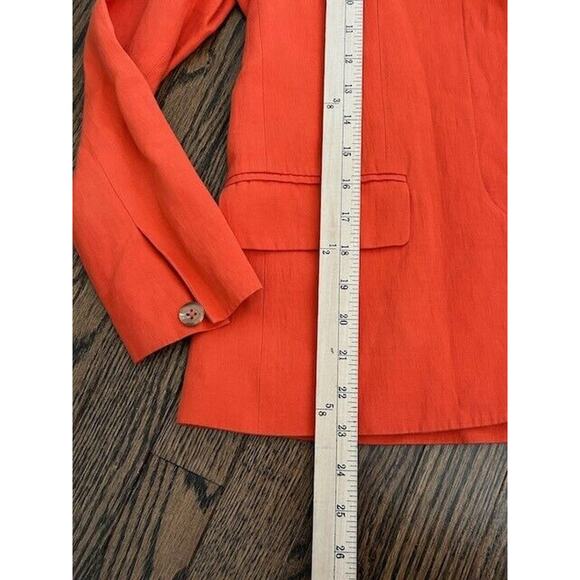 Vince Blazer Jacket Long Sleeves Collared Pockets Wool Metallic Orange Size 4 - Picture 2 of 13